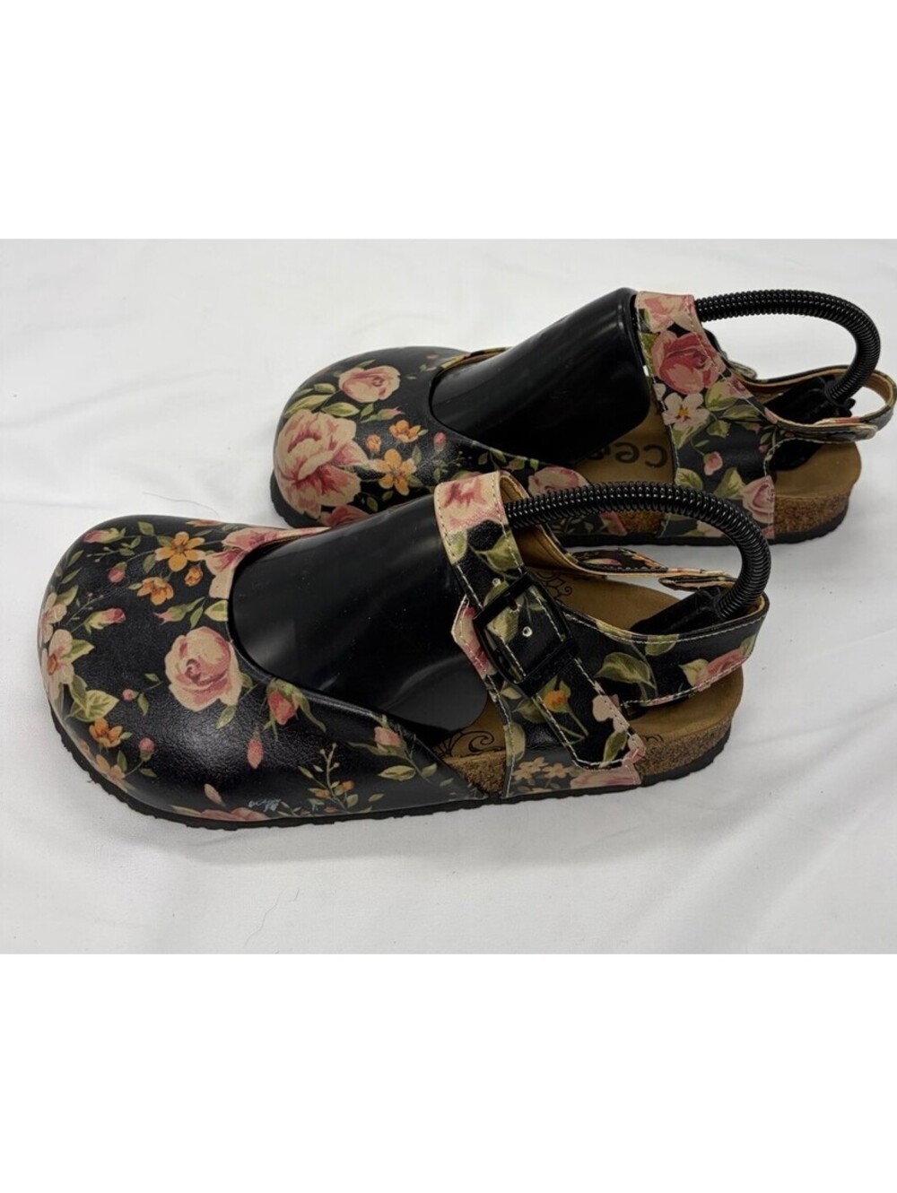 Calceo Mary Jane Boho Vegan Slip On Shoes Clogs Size 37 Womens Flowers